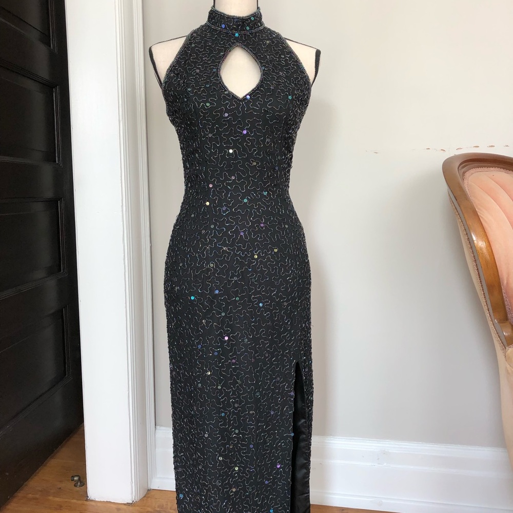 Roberta XS Long Black Sequins Dress